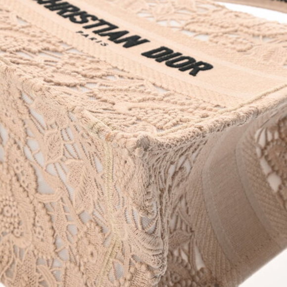 CHRISTIAN DIOR Book Tote Small Beige Lace Handbag - Picture 7 of 12